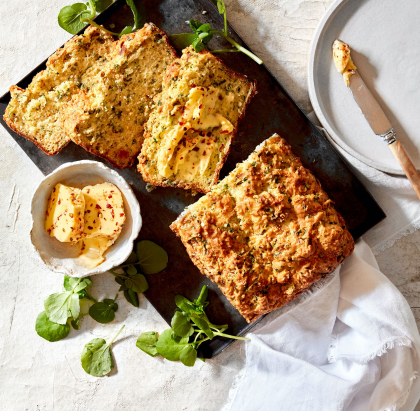 Zucchini and Cheddar Bread with Chilli Butter